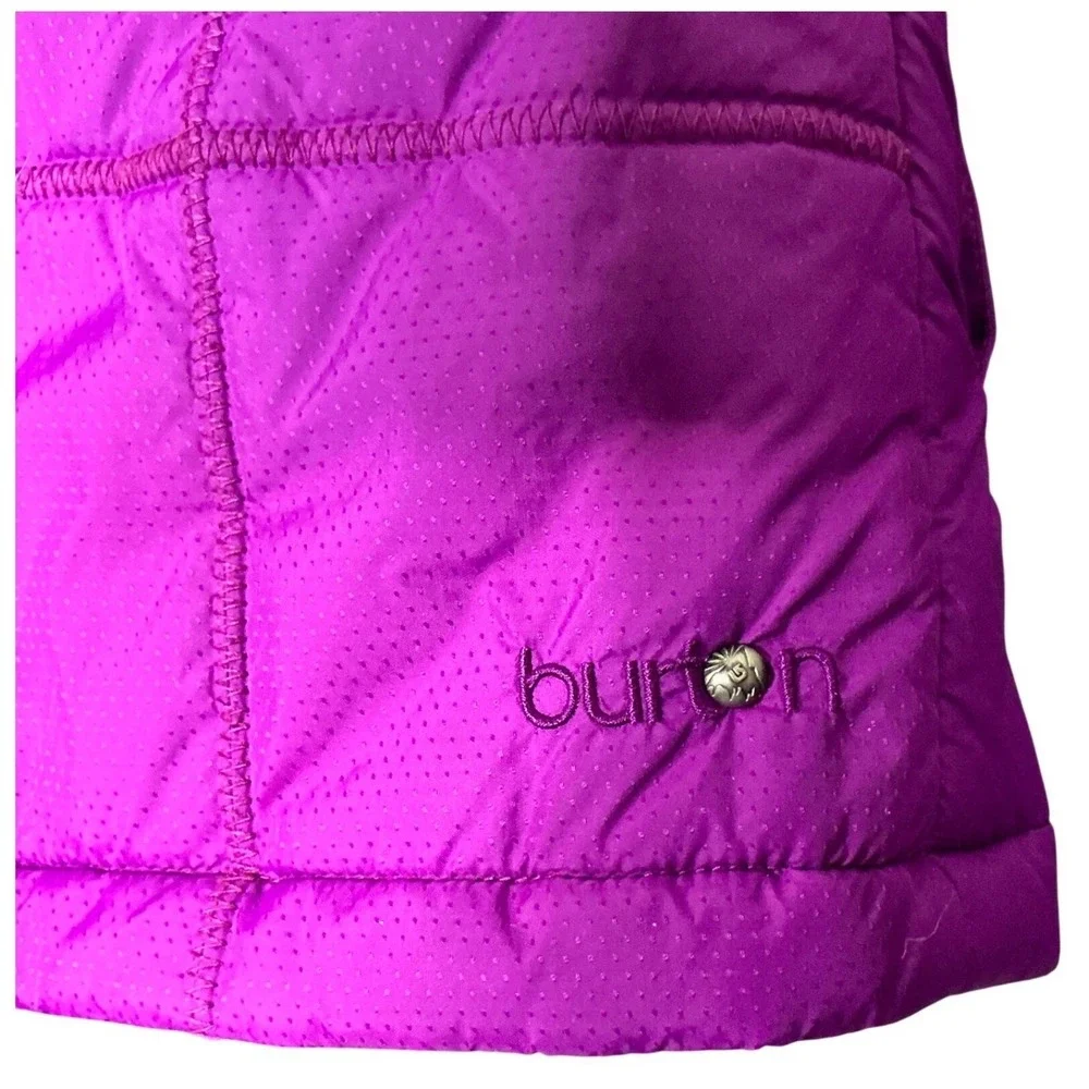 Burton Girls Sly Puffy Vest XS Purple Fur‎ Hood Snowboard Winter Ski Jacket